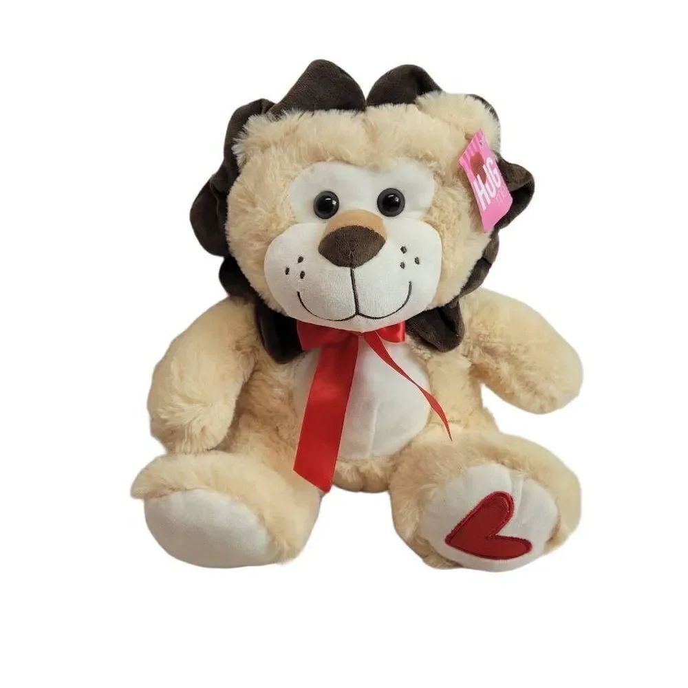 Kellytoy Lion Plush Stuffed Animal 12" Red Heart Bow Jungle Valentines, love